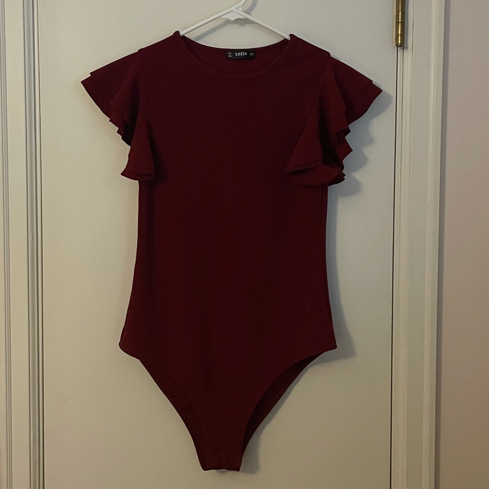 Maroon Shein Bodysuit.